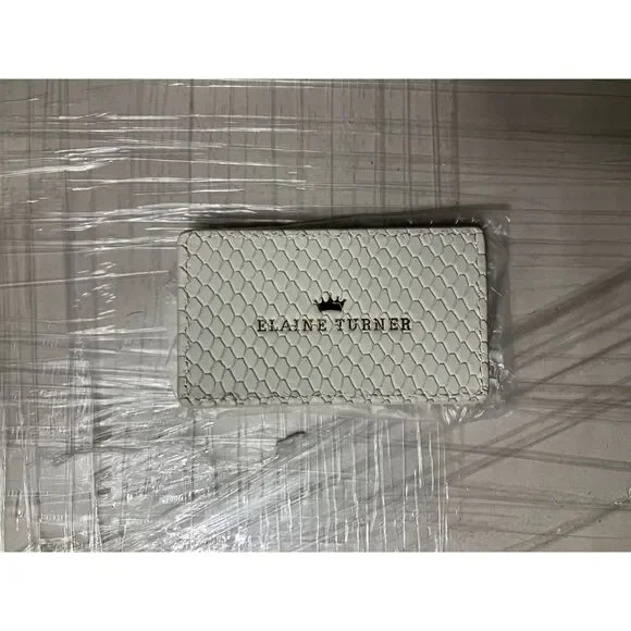 Elaine Turner White Snake-Embossed Clutch Wristlet | Like a New - Picture 14 of 16